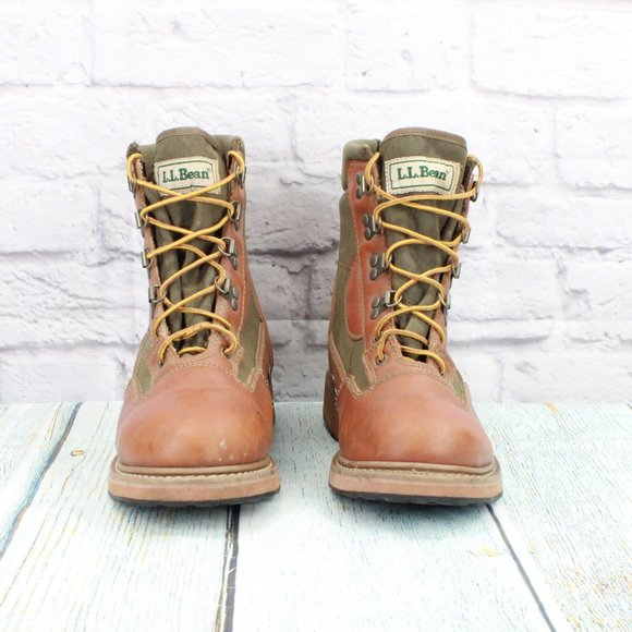 *Vintage LL Bean Fly Fishing Brown Leather Angling Felt Bottom Boots 9 Inch - Picture 4 of 10